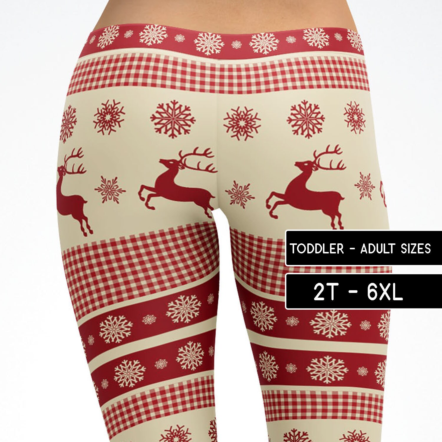 Reindeer Leggings for Women, Black Christmas Printed Tiktok