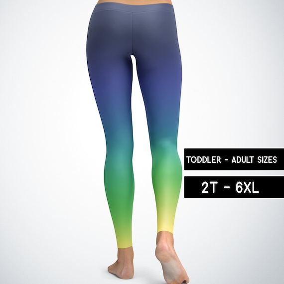 Blue Green Ombre Leggings Gradient 