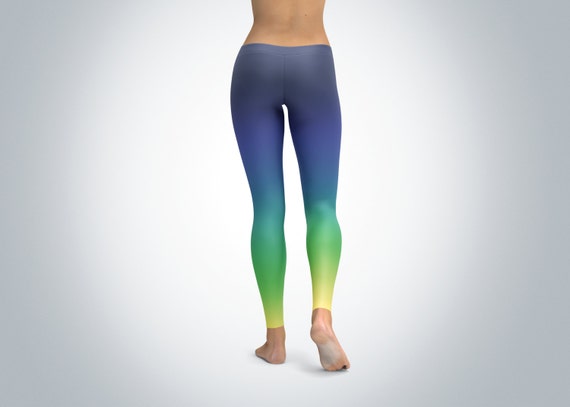 Blue Green Ombre Leggings Gradient 