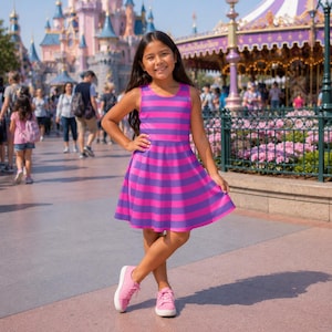 striped pink and purple dress Attracted Halter Mini Stripe 5% Spandex Actual product colors may vary from images shown due to different viewing devices and lighting. Purple Vertical Stripe Ruffle Hem