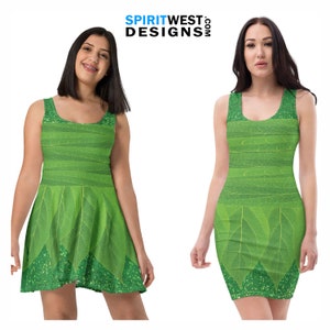 Tinkerbell Forest Fairy Princess Halloween Costume Dress Pixie Elf Leprechaun Skater Flare Fitted Bodycon Cosplay Plus Size Dance Mom Gift