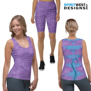 Randall Boggs Costume Purple Lizard Plus Size Reptile Scales Running Halloween Cosplay Gymnastics Festival Dance Leggings bra Tank Top Shirt