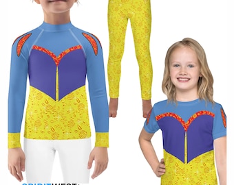 Snow White Costume Classic Snow Princess Queen Halloween Cosplay Gymnastics Dance Running Long Sleeve Swimming Swim T-Shirt Leggings Gift