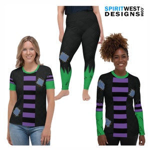 Stitched Monster Kids Costume Athletic Leggings Halloween Striped