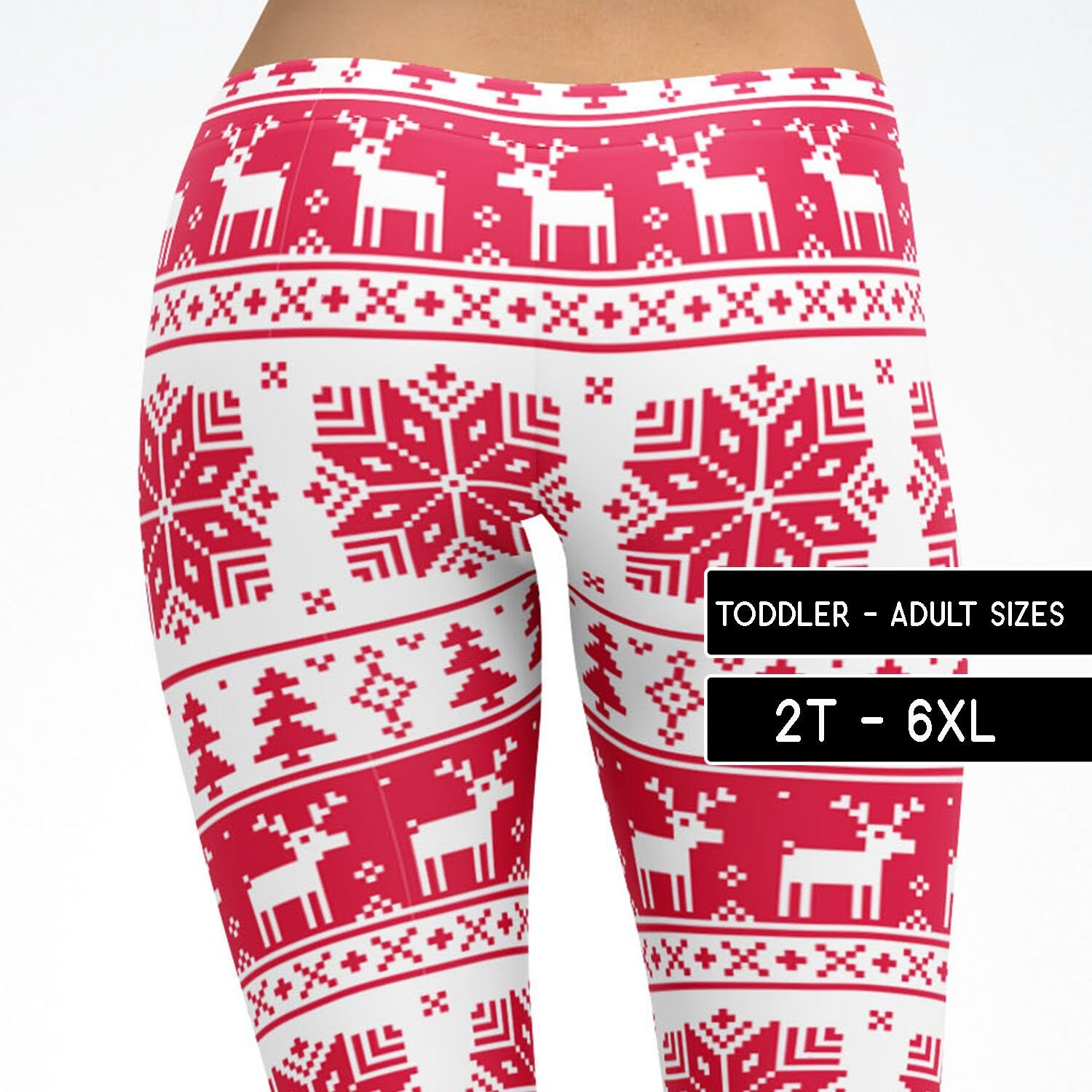 Christmas Leggings PINK Reindeer Capris 