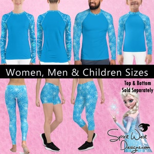Elsa Costume Frozen Cosplay Gymnastics Running Dance Ice Princess Gift Capris Shorts Leggings Long Sleeve Plus Size | UV UPF Protection