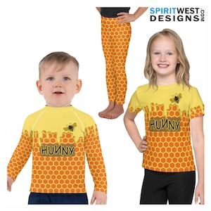 Honey Pot Costume Beekeeper Winnie the Pooh Hunny Cosplay Halloween Gymnastics Dance Dress Up Gift Long Sleeve Swimming Swim Shirt Leggings