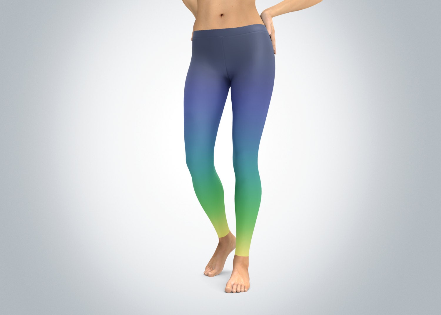 Blue Green Ombre Leggings Gradient Capris Yoga Pants Shorts - Etsy