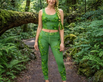 Poison Ivy Costume Plant Villain Halloween Cosplay Running Bounding Dance Capris Crop Tank Top Plus Size Leggings Tank Top High Waist Shorts