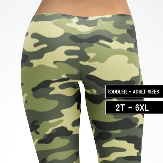 Green Camouflage Leggings, Camo Capris Yoga Pants Shorts, Kids Adult Plus  Size Mommy and Me Matching Dance Pants Cosplay Costume 5016 