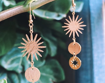 Pendientes hechos a mano Sunburst Brass Dangle