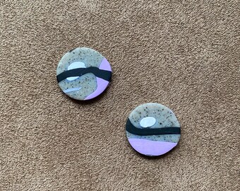 Pendientes de arcilla hechas a mano purple Swirl