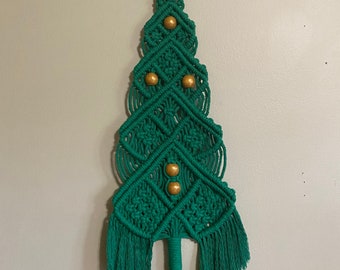 Verde árbol de Navidad Macrame pared colgando