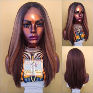 Kinky Straight Lace Front Wig - Natural Yaki Straight Wig - Glory Tress - Blow Out Hairstyle - African American Wig - GLORIOUS