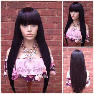 FINAL SALE | Display Wig/ Straight China Bang Full Wig |  Glory Tress |  African American Wig | Black Wig With Highlights | HEAVENLY