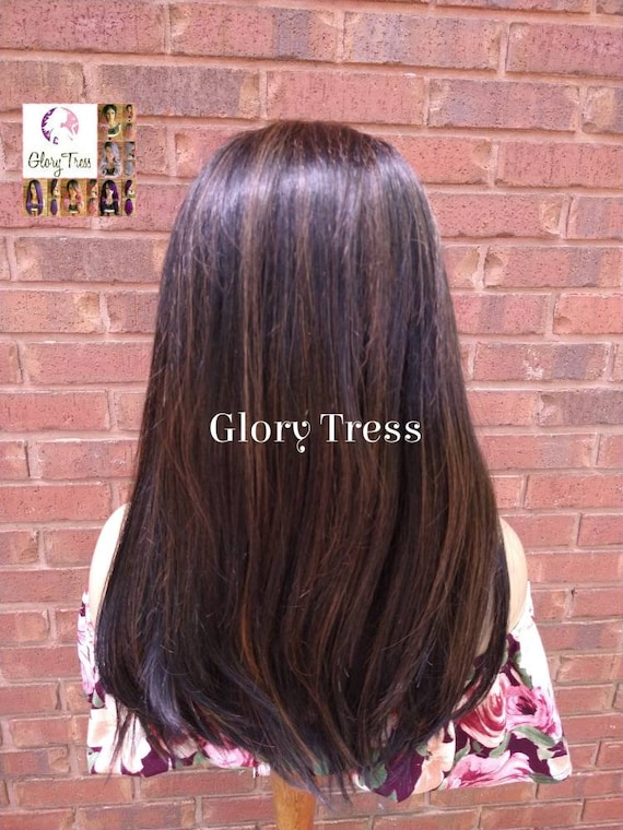 CLEARANCE Yaki Straight Half Wig Black With Auburn Highlights African American Wig Headband Half Wig Glory Tress Wigs SECURITY Etsy Hong Kong
