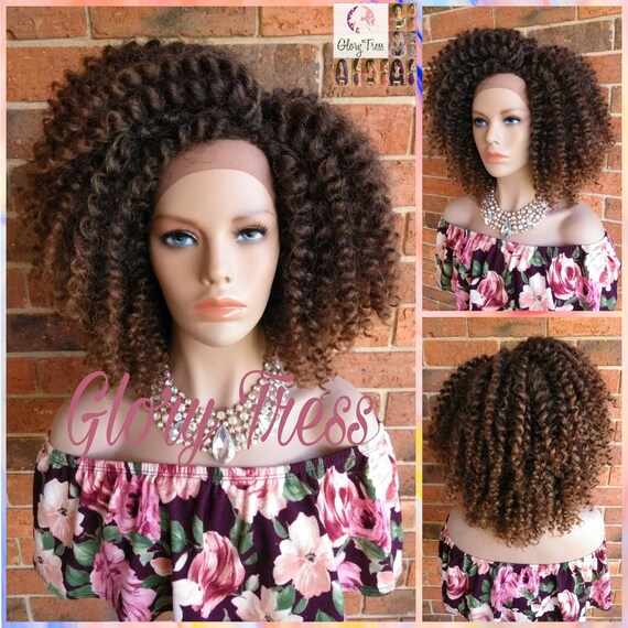 On Sale Kinky Curly Wig Crochet Curly Lace Front Wig Etsy