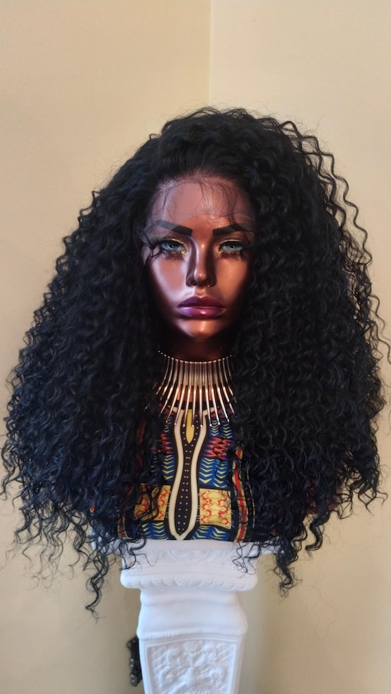 Kinky Curly Lace Frontal Wig Pre-plucked HD Lace Wig Black  display picture 1