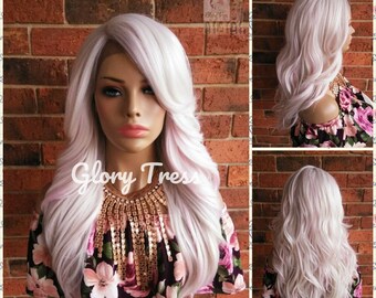 Curly Lace Front Wig, Wigs, Glory Tress, White Wig With Pink  display picture 2