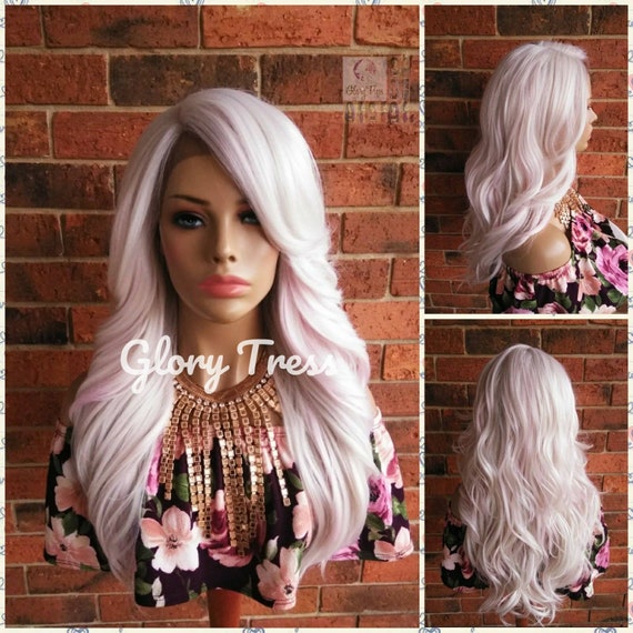 Curly Lace Front Wig, Wigs, Glory Tress, White Wig With Pink  display picture 1