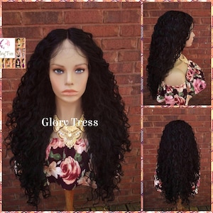 Lace Front Wig,  GloryTress, HD Transparent Lace, Curly Lace Front Wig, Black Curly Wig, On sale // Paradise