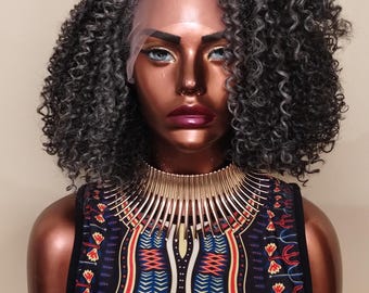 Grey Kinky Curly Lace Frontal Wig Pre-plucked HD Lace Wig  display picture 3