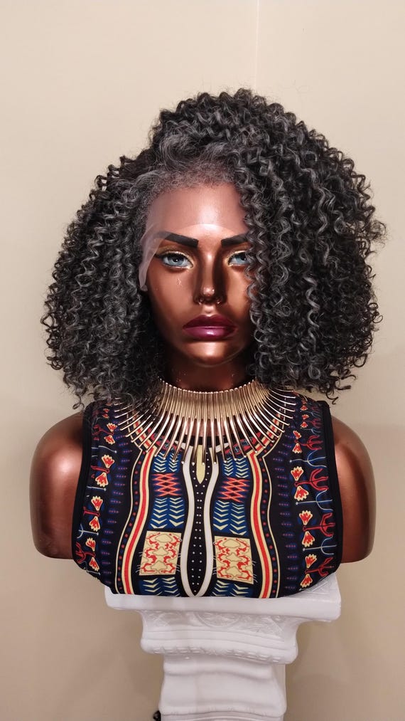 Grey Kinky Curly Lace Frontal Wig Pre-plucked HD Lace Wig  display picture 1