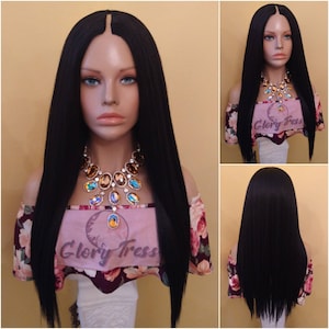 Peluca Yaki recta con raya en U / Pelucas para mujeres negras / Peluca negra recta / Peluca afroamericana / Glory Tress // RENOVACIÓN