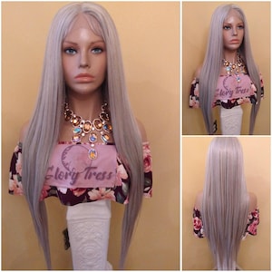 Lace Front Perücke Silber blonde Perücke für Frauen HD Spitze Perücke mit dem Babyhaar Lange gerade Perücke Chemo Alopecia Perücke Glory Tress - DIVA