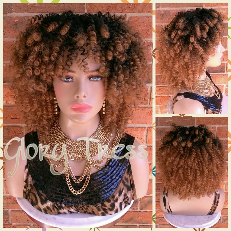 ON SALE // Kinky Curly Half Wig Ombre Blonde Wig Big Curly Etsy