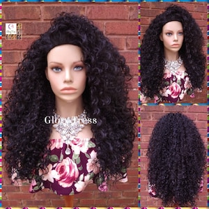 Lange lockige halbe Perücke, große lockige Perücke, lange schwarze Perücke, Kinky Curly Perücke, Glory Tress, Neue Ankunft // VERSPRECHEN