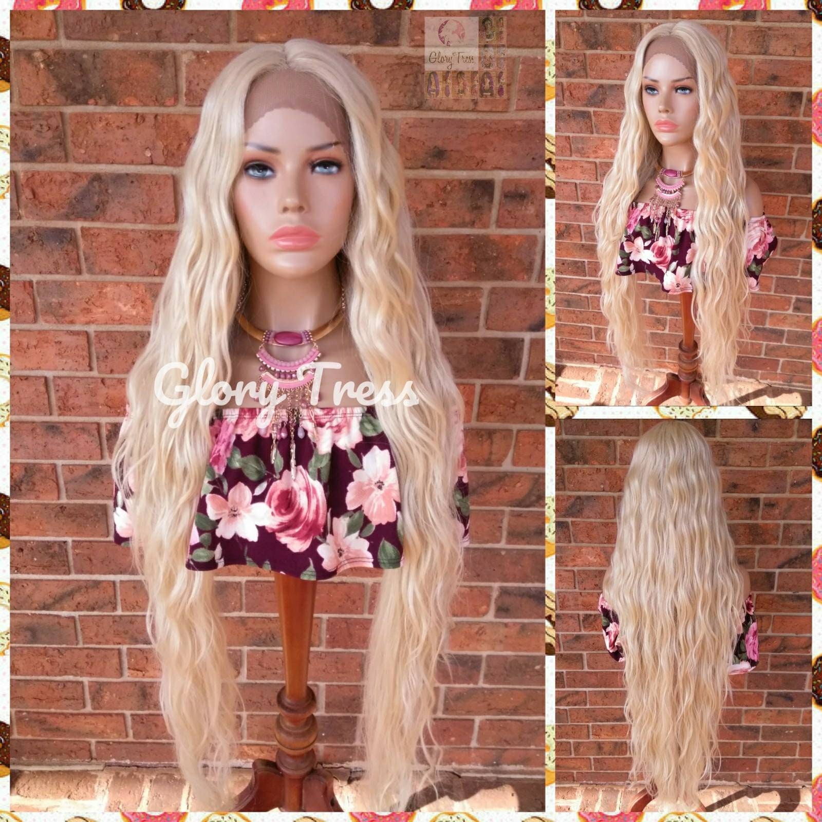 Wavy Lace Front Wig Synthetic Heat Resistant Wigs For Women Platinum Blonde Wig Cosplay Halloween Party Wig Glory Tress - EVE