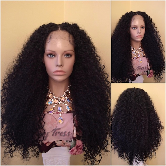 Curly Lace Front Wig | HD Lace Human Hair Blend Wig  display picture 1