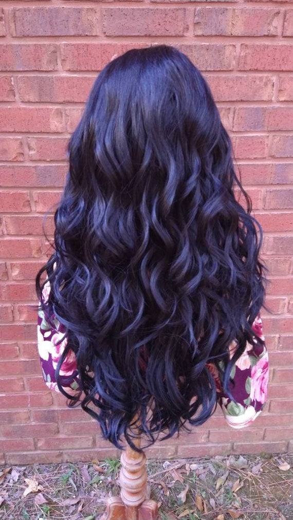 Black Wavy Lace Front Wig HD Lace Wig Synthetic Heat Resistant Wigs For Women Wig Lace Part Wig Chemo Alopecia Wigs Glory Tress BLACK PEARL