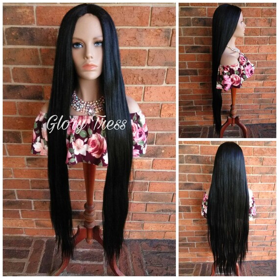 Fibre Craft Doll Long Straight Black Synthetic Wig 11 1//2 In Head New in Package