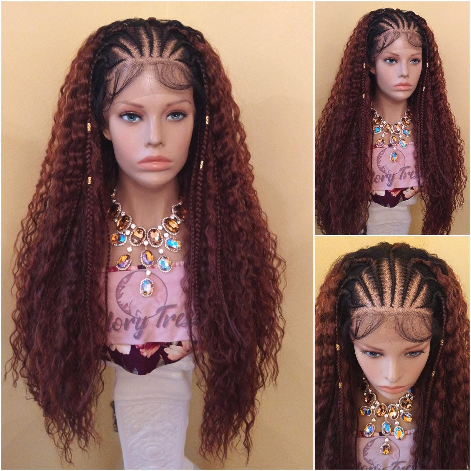 Buy Curly Lace Front Wig | Ombre Copper Red | Hand-braided