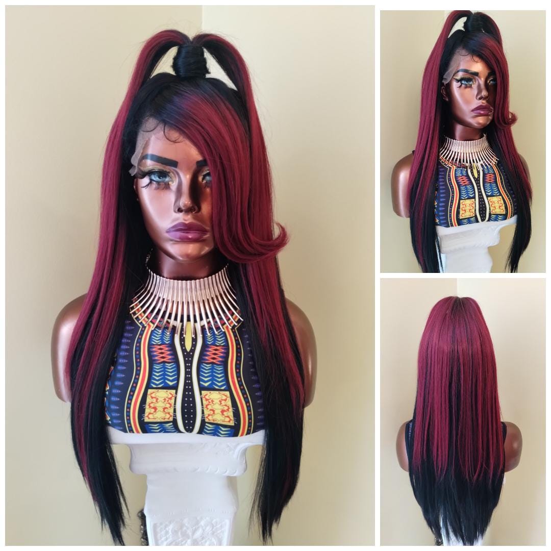 Lace Front Wig Pre-styled Ponytail Bangs Lace Wig Straight  display picture 1