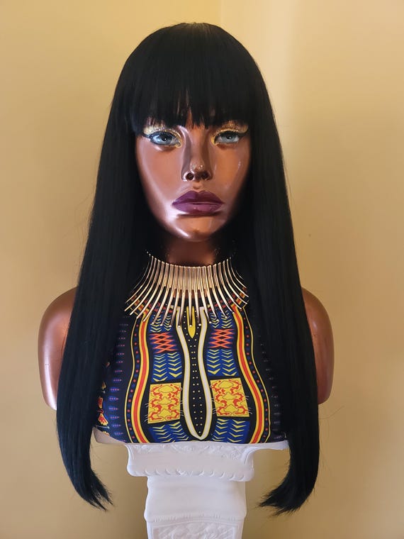 Black china wig bangs Cleopatra Halloween wigs Accessories | Black China Wig Bangs Cleopatra Halloween Wigs  main image 3