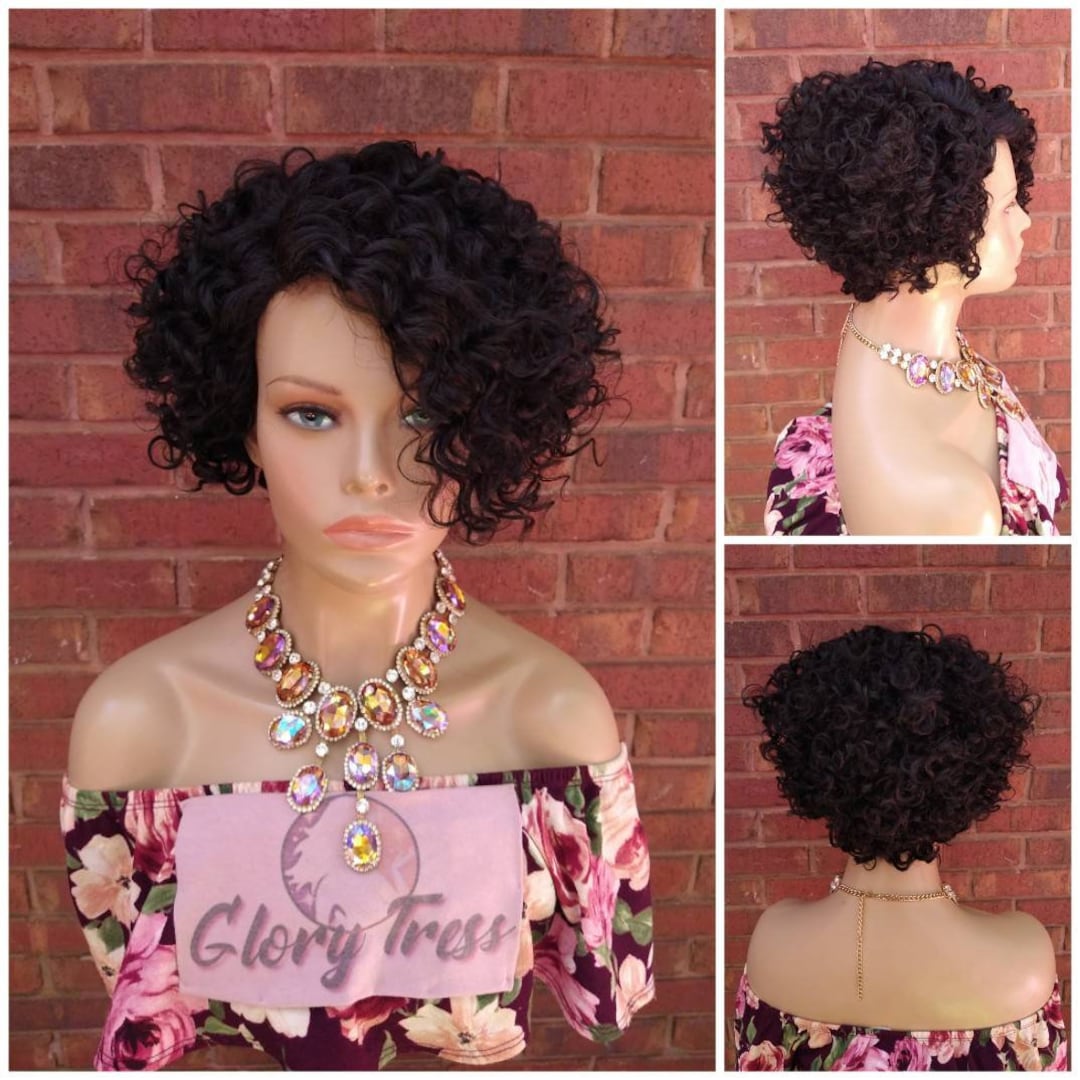 Black Curly Bob Wig African American Wig Glory Tress Wigs Etsy