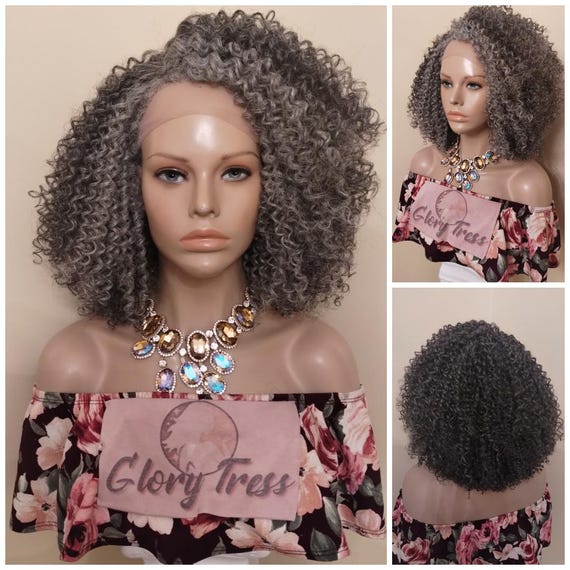 Grey Kinky Curly Lace Frontal Wig Pre-plucked HD Lace Wig  display picture 1
