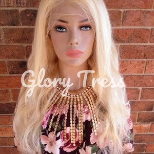Wavy Blonde Lace Front Wig, Human Hair Wig, 100% Brazilian Remy Wig, 613 Blonde, 13x4 Free Parting, 10"-24" Custom Wig// FERVENT2 image 5