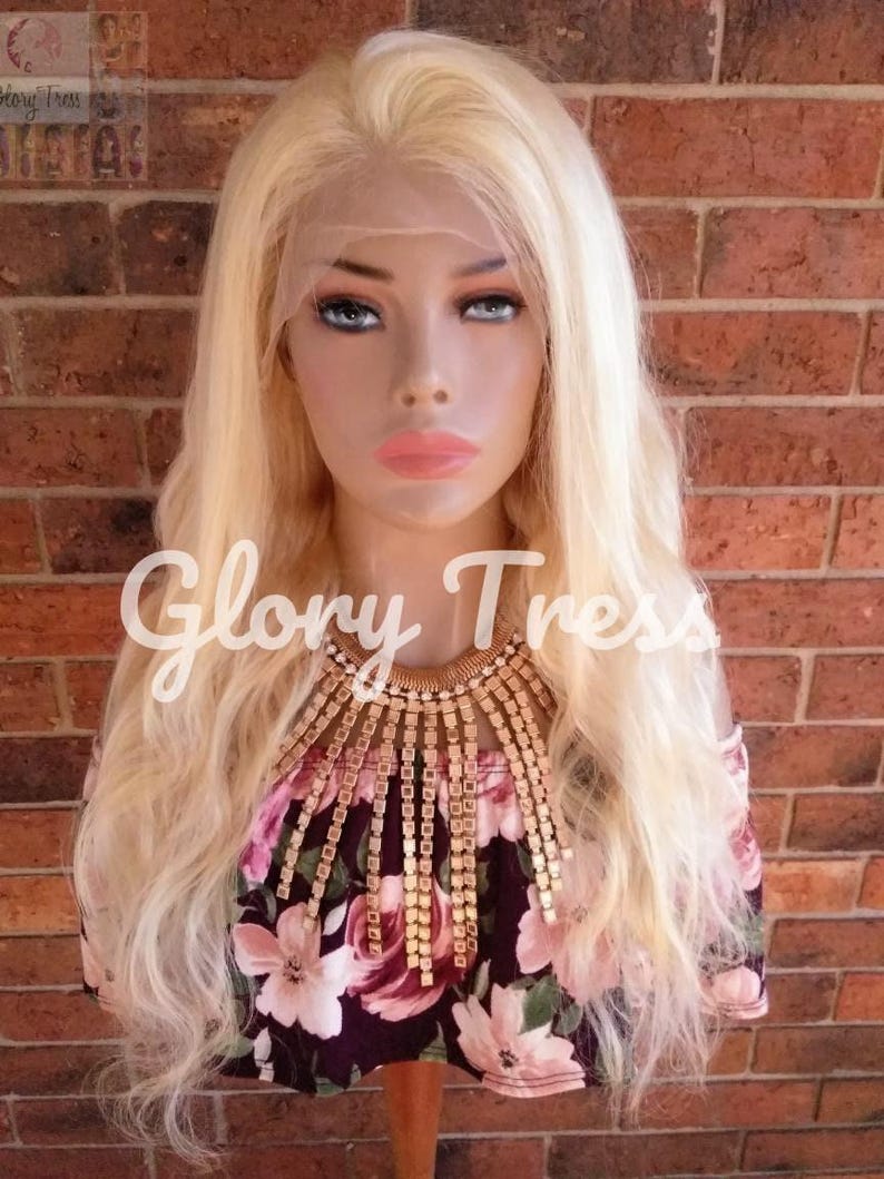 Wavy Blonde Lace Front Wig, Human Hair Wig, 100% Brazilian Remy Wig, 613 Blonde, 13x4 Free Parting, 10"-24" Custom Wig// FERVENT2 image 5