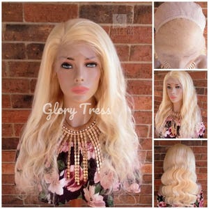 Wavy Blonde Lace Front Wig, Human Hair Wig, 100% Brazilian Remy Wig, 613 Blonde, 13x4 Free Parting, 10"-24" Custom Wig// FERVENT2 image 1