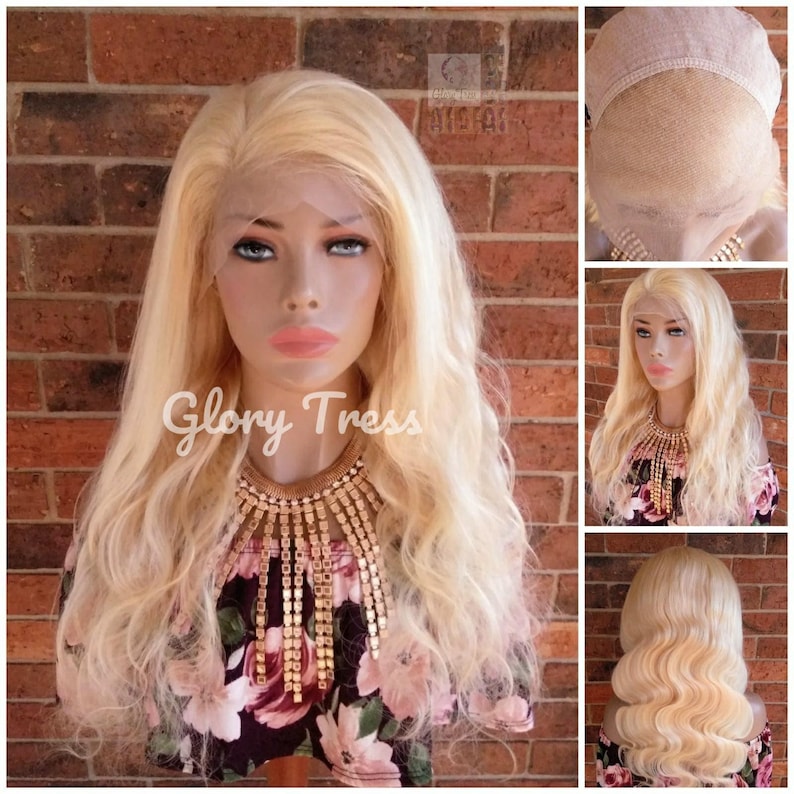Wavy Blonde Lace Front Wig, Human Hair Wig, 100% Brazilian Remy Wig, 613 Blonde, 13x4 Free Parting, 10"-24" Custom Wig// FERVENT2 image 1
