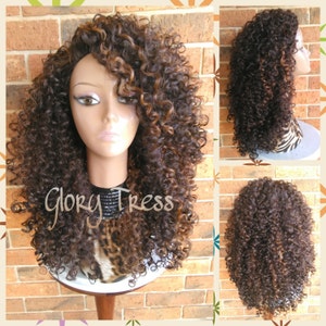 ON SALE // Big Kinky Curly Half Wig, Ombre Wig, Beach Curly Afro Wig, African American Wig // FAVOR