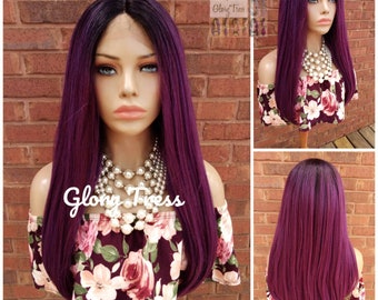 Lace Front Wig - Purple Wig - Glory Tress -  Straight Wig - Ombre Wig, Wigs, Ombre Purple Wig - DECLARE