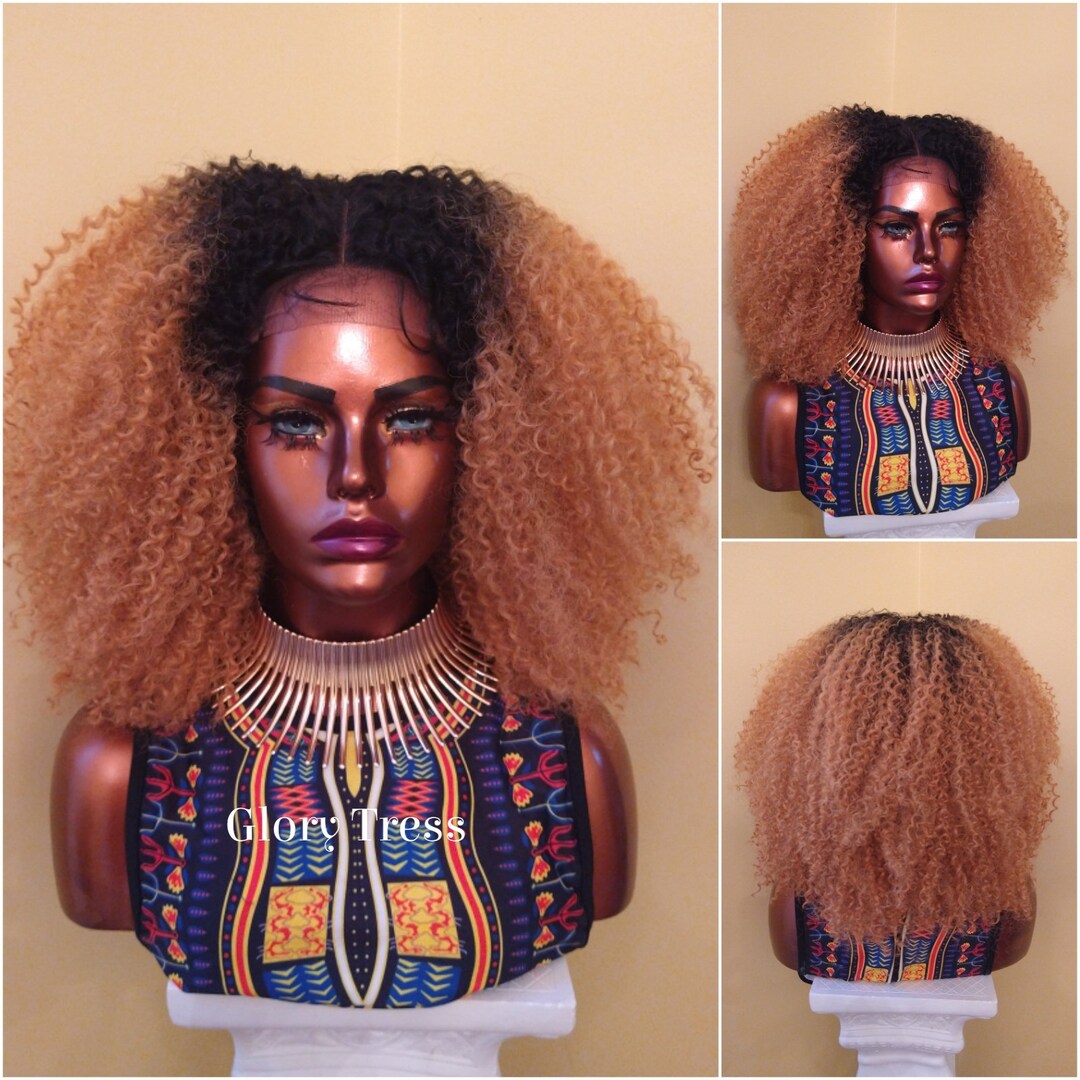 Curly Lace Front Wig African American Wig Ombre Blonde Curly Etsy