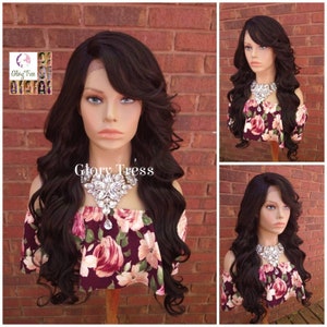 Black Wavy Lace Front Wig Synthetic Heat Resistant Wigs For Women Wig With Bangs Chemo Alopecia Wigs Glory Tress - BEAUTIFUL