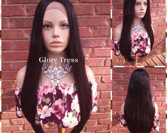 Lace Front Wig, Straight Lace Front Wig, Black Wig, Glory Tress Wigs, Lace Part Wig, Alopecia Chemo Wig, Halloween Cosplay Wig// FLAWLESS