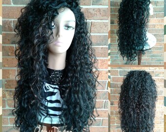 26&quot; Long Beach Curly Half Wig Black Curly Wig For Women Kinky Curly Wig Glory Tress Wigs Halloween Costume Wig - COURAGE